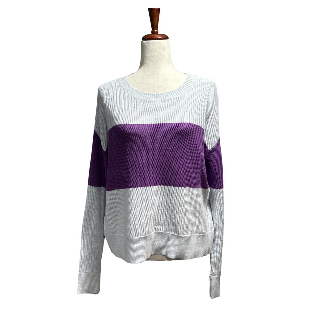 Lisa Todd Women Small Sweater Colorblock Cotton Textured Knit Minimalist Preppy